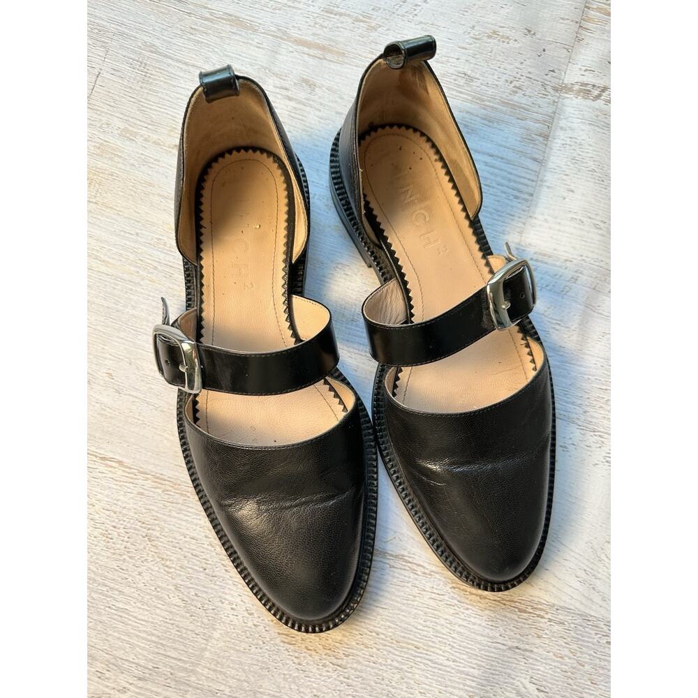 Inch 2 closed toe sandal Shoes 41 Black Leather Mary Janes 11 No Ankle Straps - Picture 4 of 14